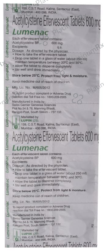 Lumenac Effervescent Tablet Orange 600mg 10s