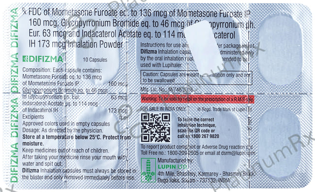 Difizma 63/173/160mcg Capsule 10s