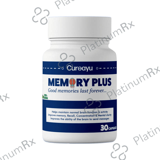 Cureayu Memory Plus Capsule- Made with Amla, Brahmi & More - For Improved Brain Functions -100% Herbal