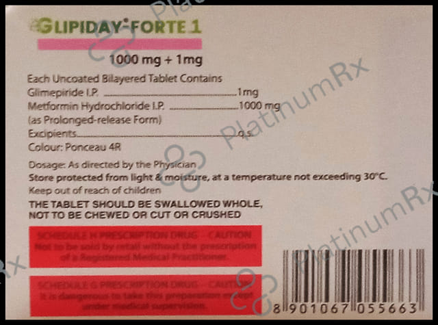 Glipiday Forte 1/1000mg Tablet PR 10s