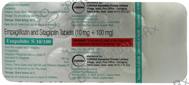 Empabite S 10/100mg Tablet 10s