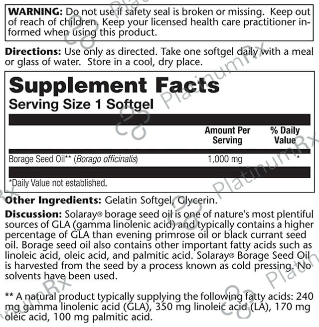 Solaray Borage Seed Oil 1000mg Softgel