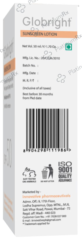 Globright Sunscreen Lotion SPF 50 (50ml Each) 2 Tube