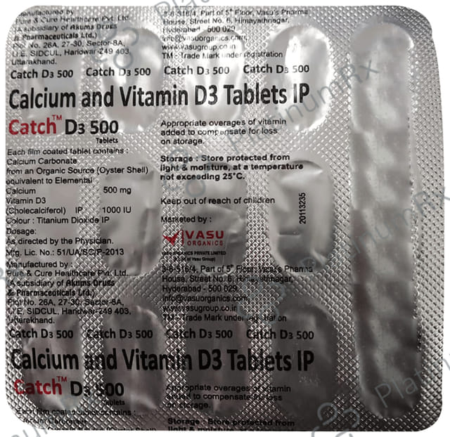 Catch D3 500mg/1000IU Tablet 15s