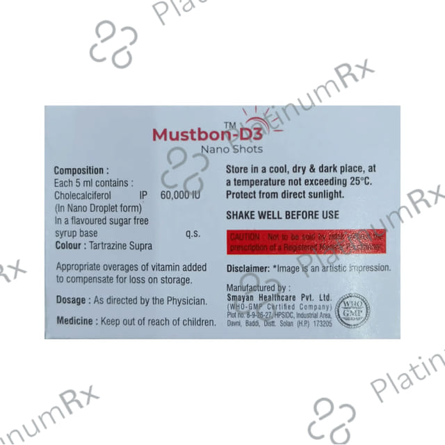 Mustbon D3 60000IU Litchi No Added Sugar Oral Solution 4X5ml