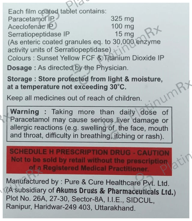 Aceclan SP 100/325/15mg Tablet 10s