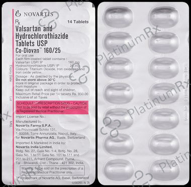 Co Diovan 160/25mg Tablet 14s