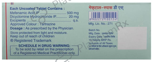 Meftal Spas DS 20/500mg Tablet 10s