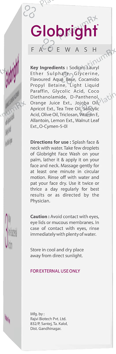 Globright 3 Way Anti-Bacterial Action Advance Cleansing Face Wash