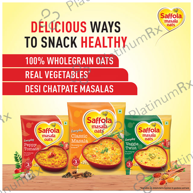 Saffola Masala Oats with High Fibre & Protein - Flavour Veggie Twist