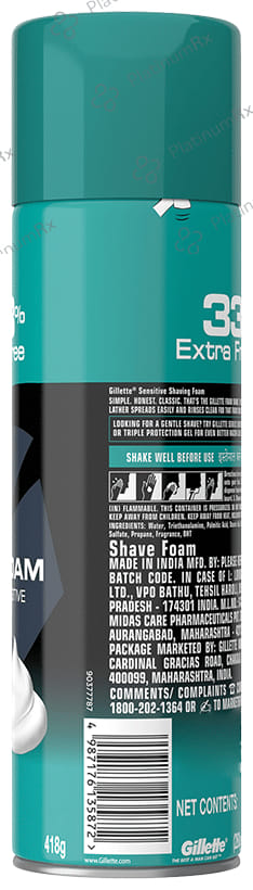 Gillette Sensitive Foam 33% Extra Free