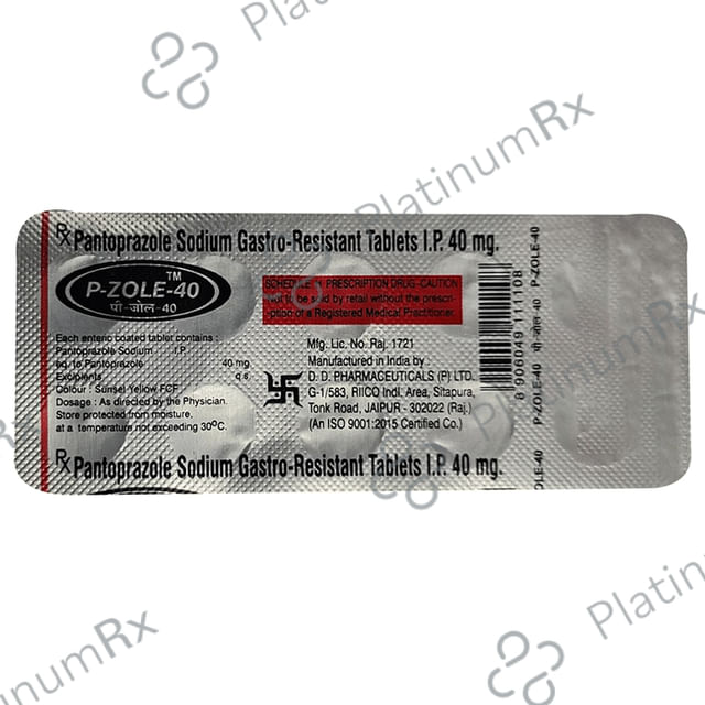 P Zole 40mg Tablet 10 Tablet D D Pharma