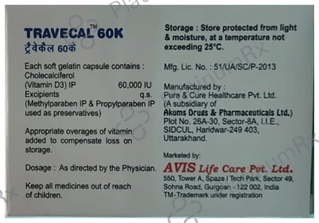 Travecal 60K Soft Gelatin Capsule