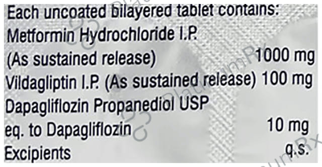 Vidaglo DM 10mg/1000mg/100mg Tablet