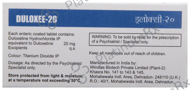 Duloxee 20 Tablet
