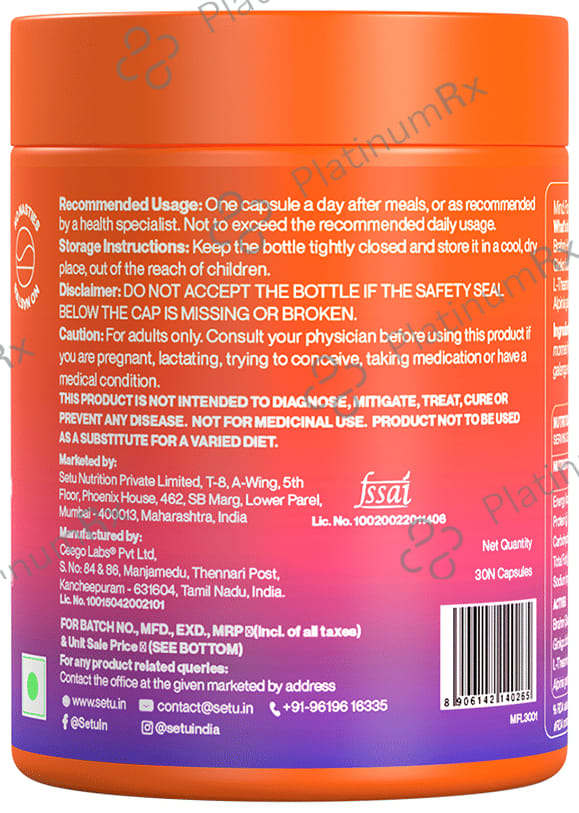 Setu Mind:Focus Veg Capsule with L-Theanine, Brahmi & Ginkgo Biloba