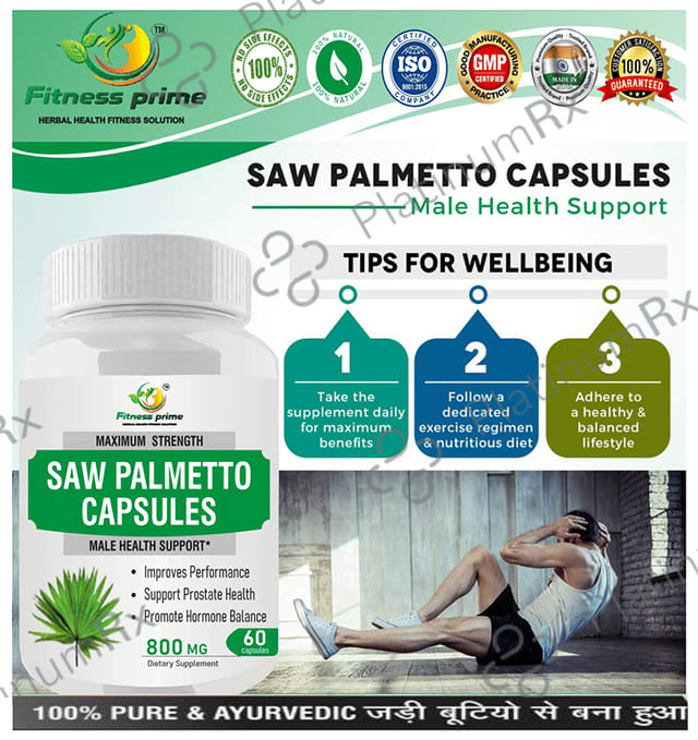 Fitness Prime Maximum Strength Saw Palmetto Male Health Support 800mg Capsule