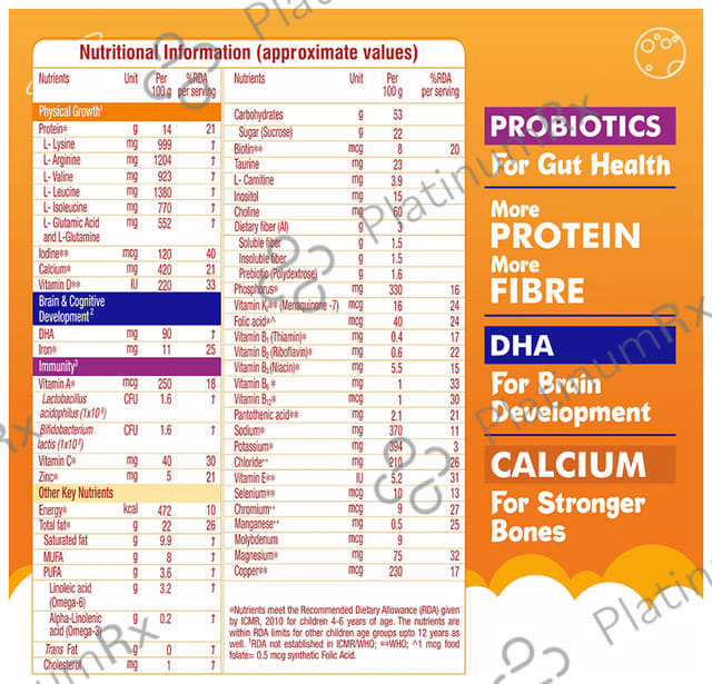 Groviva Child Nutrition for Physical Growth, Brain Development & Immunity Flavour Vanilla Powder 400gm