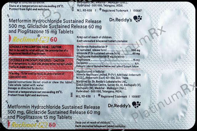 Reclimet PG 60/500/15mg Tablet SR 10s