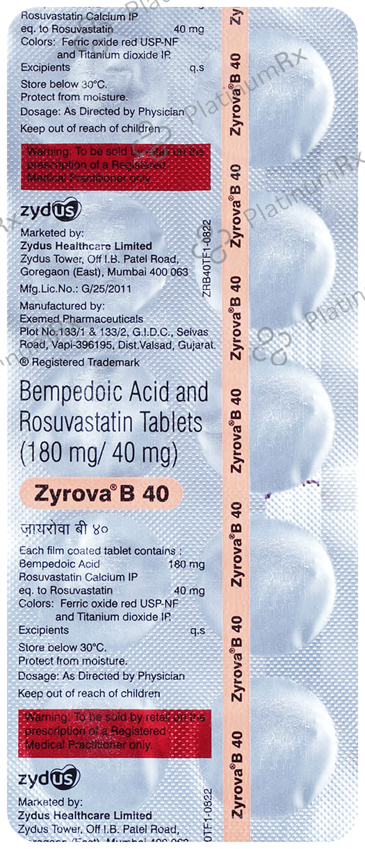 Zyrova B 180/40mg Tablet 10s