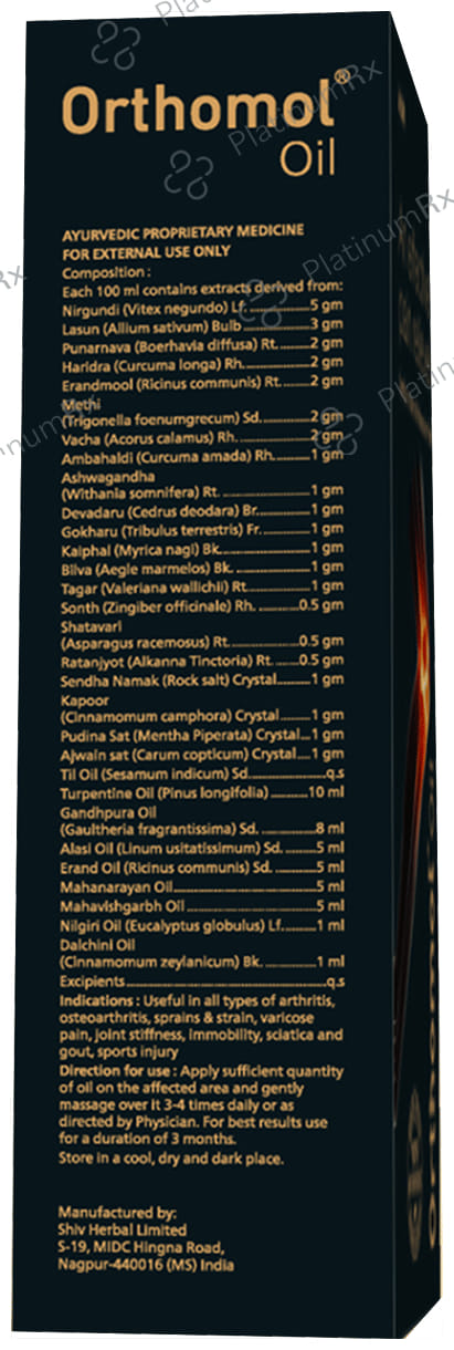 Orthomol An Effective Pain Reliever Oil (100ml Each) 1 Bottle