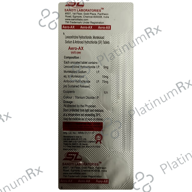 Aero AX 75/5/10mg Tablet SR 10s