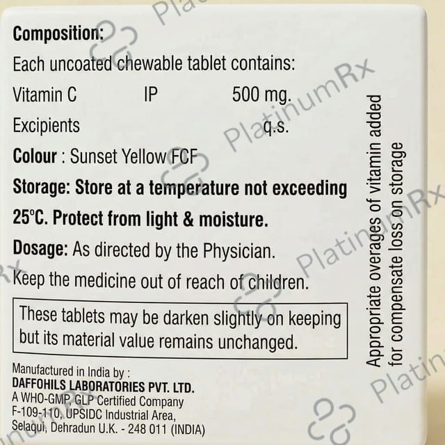 Vitamin C 500mg Orange Flavour Chewable Tablet 15s