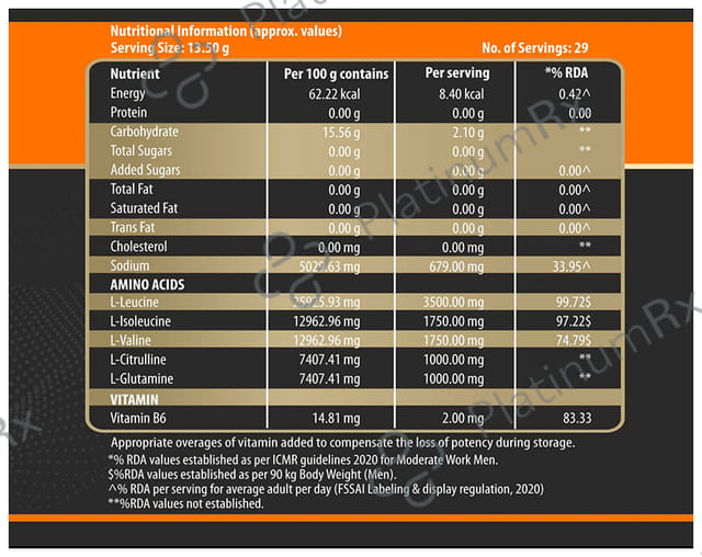 Megagrow BCAA Advance Supplement Powder for Fast Recovery & Muscle Growth Orange