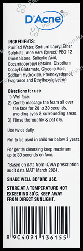 D Acne Foaming Face Wash 60ml