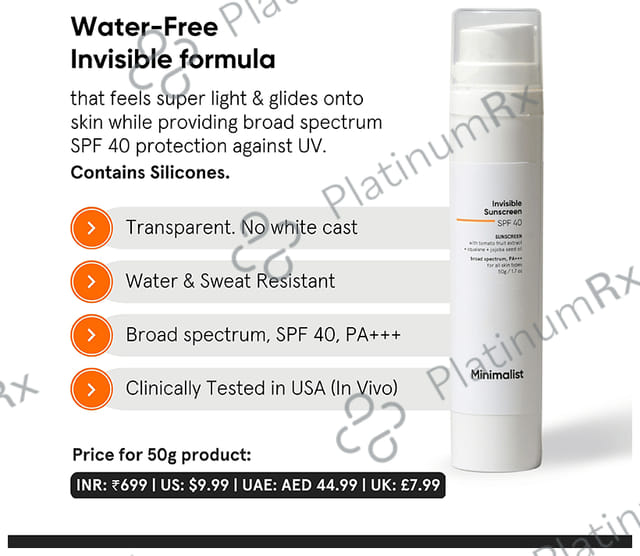 Minimalist SPF 40 PA+++ Invisible Sunscreen Light SPF 40 Gel 50ml