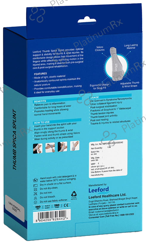 Leeford Thumb Spica Splint Support