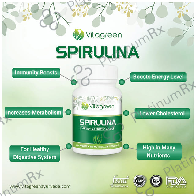 Vitagreen Spirulina 500mg Capsule