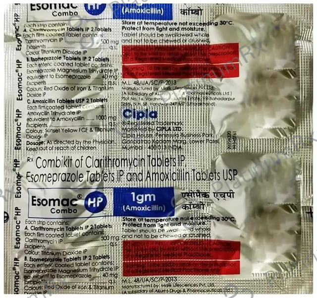 Esomac HP Combo 1000/500/40mg Tablet 6s