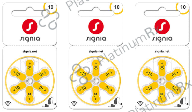Signia Size 10 Hearing Aid Battery Size 10(6 Each) 3 units