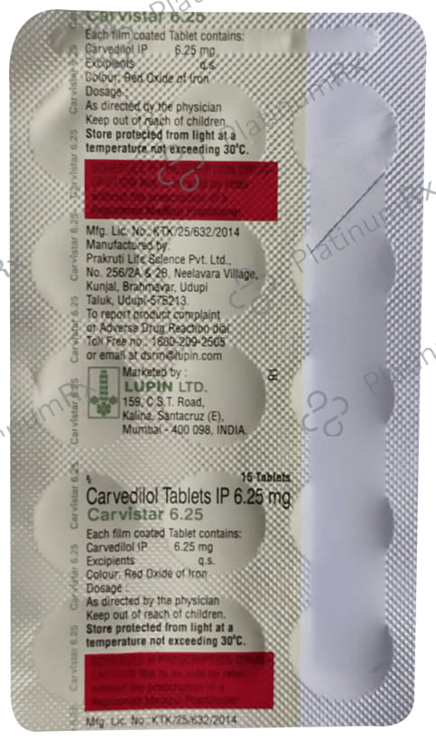 Carvistar 6.25mg Tablet 15s