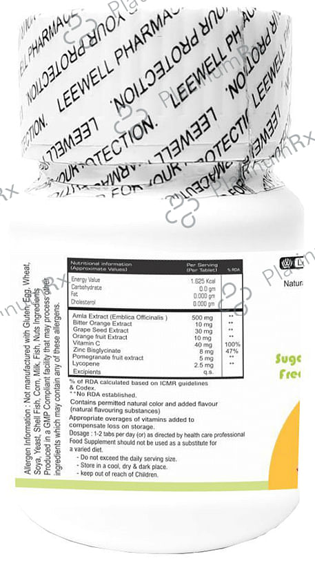 Fruit Pill Sugar Free Orange Chewable Tablet with Plant Based Amla, Grape seed, Vitamin C, Zinc for Blood Purifier & Healthy Immunity