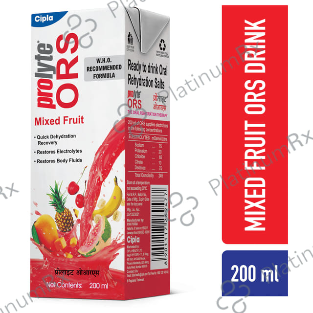 Prolyte ORS W.H.O Recommended Formula Mixed Fruit Flavour 200ml