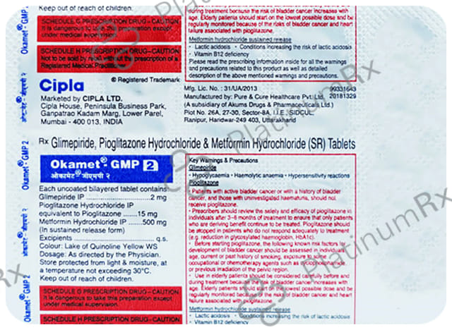 Okamet GMP 2/500/15mg Tablet SR 10s