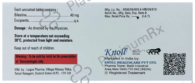 Bilanol 40mg Tablet 10s