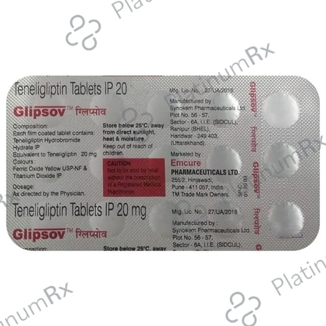 Glipsov 20mg Tablet 15s
