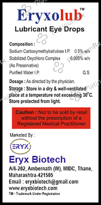 Eryxolub Lubricant Eye Drop