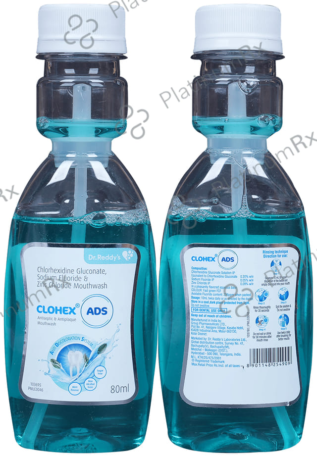 Clohex ADS Mouth Wash Mint Sugar Free Mouth Wash 80ml