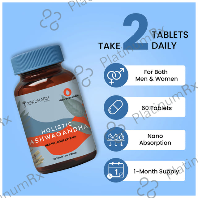 Zeroharm Sciences Holistic Ashwagandha Tablet for Stress Relief, Improves Performance and Immunity