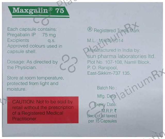 Maxgalin 75mg Capsule 15s
