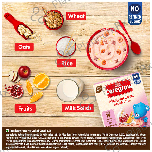 Nestle 2to6 Years Ceregrow Multigrain Cereal with Milk & Fruits Extra Saver Pack (50gm Each)