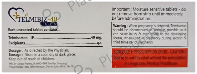 Telmibiz 40mg Tablet 15s