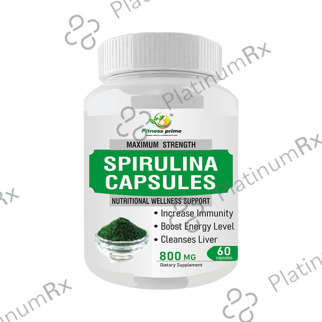 Fitness Prime Maximum Strength Spirulina Nutritional Wellness Support 800mg Capsule