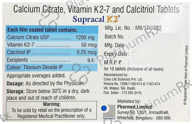 Supracal K2 1200mg/50/0.2mcg Tablet 10s