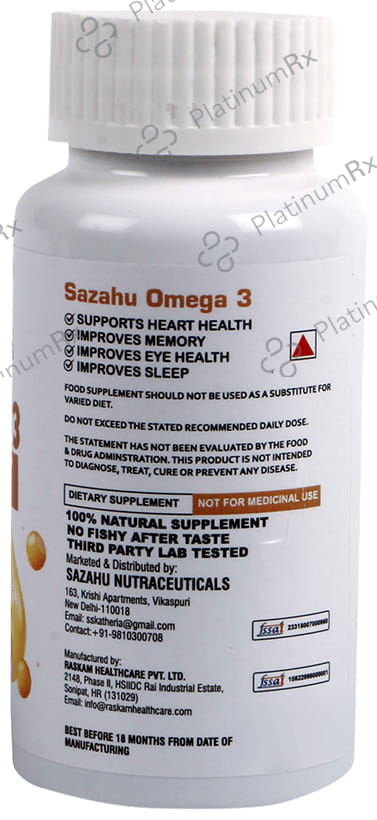 Sazahu Omega 3 Double Strength Fish Oil Softgel Capsule 60s