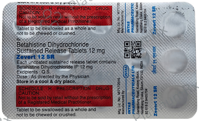 Zevert 12mg Tablet SR 14s